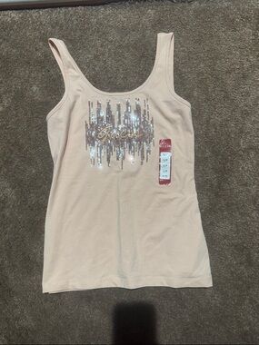 Guess Blush Sequin Logo Tank Top